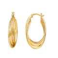 Élégantes boucles d'oreilles créoles ovales multicouches, design plaqué or, bijoux élégants. - Style Ovale Multicouche Tridimensionnel (E2045) / Couleur Or