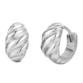 Boucles d'oreilles créoles torsadées argentées, design croissant géométrique, quotidien. - Or blanc