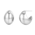 Boucles d'oreilles créoles dôme argentées brillantes en cuivre élégantes mode femme - Or blanc