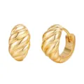 Boucles d'oreilles créoles croissant épaisses plaquées or, bijoux géométriques pour femmes. - Couleur Or