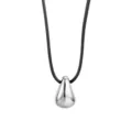 Collier minimaliste pendentif goutte d'eau argentée avec cordon noir pour femmes et filles. - Or blanc