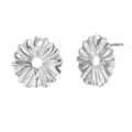Boucles d'oreilles fleur de marguerite en argent sterling 925 minimaliste pour femme - Or blanc