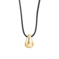 Collier minimaliste pendentif goutte d'or avec cordon tresse noir pour style elegant. - Couleur Or