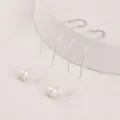Fils d'oreilles perles longs en argent en forme de S, boucles élégantes pour femmes. - Boucles d'Oreilles en Fil S (E672) / Argent 925 / Or blanc