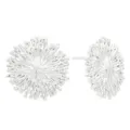 Boucles d'oreilles clous en argent S925, design floral geometrique, elegantes et chic. - Style Fleur Géométrique (EH131) / Or blanc