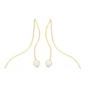 Longues boucles d'oreilles élégantes en argent avec perles, design S pour femmes. - Boucles d'Oreilles en Fil S (E672) / Argent 925 / Couleur Or