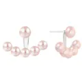 Boucles d'Oreilles Pendantes S925 Argent Perle Rose Eventail Sourire Élégant Mode Femme - Argent 925 / Or Platine - Perle Violette