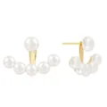 Boucles d'oreilles perles argent S925 arc multi-perles variante dorée style - Argent 925 / Or Jaune - Perle Blanche