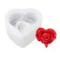 Moule en silicone cœur rose pour savon artisanal, bougies parfumées et objets en plâtre. - Rose Cœur 2 SGZ-83