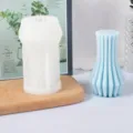 Silicone cylindrical striped candle mold DIY handmade aromatherapy wax craft making tool set. - Feiliu Geometric Cylinder (LZ-446)