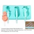 Moule a glace en silicone 3 cavites fabricant de popsicles DIY avec batonnet et specifications - 3-Cavité Bonhomme de Neige Hippopotame Lapin (XG-22) / Bleu de Mer