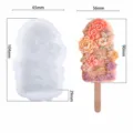 Floral ice cream silicone mold with 3D flower designs, flexible DIY popsicle making tool. - Floral Ice Cream Mold C XG-103