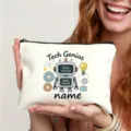 Personalisierte Canvas Federtasche mit Roboter Print, multifunktionale Kosmetiktasche. - Weltraum Roboter-Stil (16)