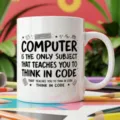 Coding theme white ceramic coffee mug, tech quote tea cup, perfect teacher gift item. - 350ml / Computer Coding Style