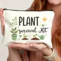 Detailansicht der niedlichen Pflanzen Canvas Kosmetiktasche mit Reißverschluss, perfekt. - Grüne Pflanze Stil