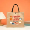 Bolso tote de yute para profesor de español con lindo estampado deportivo, gran bolsa de compras. - Tema de Energía Física