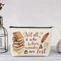Vintage Segeltuch Kosmetiktasche, retro literarisches Zitat Reise Make-up Etui für Damen. - Literarische Sprüche