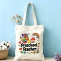 Joli sac cabas en toile pour professeur des écoles avec impression de dessins animés. - Style Enseignant de Maternelle (17)