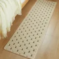 Cremefarbener Läufer mit schwarzem Rautenmuster, weiche Bettvorleger für Schlafzimmer Küche. - Geometrischer Rhombus Creme