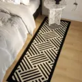 Moderner schwarz-weißer geometrischer Läufer, weicher Bettvorleger für das Schlafzimmer Zuhause. - Geometrische Stufen