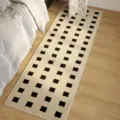 Französischer Cremestil langer Läufer Teppich, geometrisches Muster, weiche Bettumrandung Matte. - Stilvoll - Weiß