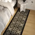 Schwarz-weißer Flur-Läufer für Schlafzimmer Bettseite, modernes geometrisches Boden-Matte. - Efeu