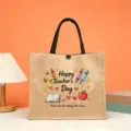 Teacher's Day Jute Tote Bag Large Capacity Casual Canvas Handbag Appreciation Gift - Style 11