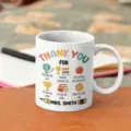 Tazza da caffe in ceramica bianca con motivo di ringraziamento per insegnante e testo. - Stile 18 / 350ml