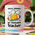 Cute cartoon teacher ceramic coffee mug with lovely pencil graphic for daily office use. - Style 17 / 350ml