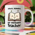Detailed shot of a cute teacher appreciation ceramic coffee mug with inspiring text design. - Style 15 / 350ml