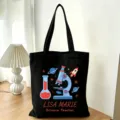Schwarze Baumwolltasche mit personalisiertem Wissenschaft Lehrer Motiv, robuster Shopper. - Wissenschaftslehrer Stil (16) / L