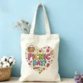 Sac cabas en toile avec motif de cœur et design Picnic Days, parfait pour un usage quotidien. - Thème Pique-nique (12)