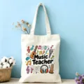 Sac Cabas En Toile Prof De Musique Impression Notes De Musique Colorees En Coton - Style Professeur de Musique Deux (15)