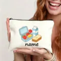Personalisierbare Leinwand Federmäppchen Kosmetiktasche mit süßem Lunchbox Cartoon Druck für Schüler. - Brotdose-Stil (13)