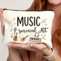Leinwand Kosmetiktasche mit Reißverschluss und Musik Motiv für die tägliche Aufbewahrung. - Musik Graffiti Stil