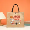 Bolsa de yute de agradecimiento para profesor de español gran capacidad bolso detalle - Tema de Educación Física