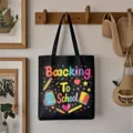 Schwarze Segeltuch Tragetasche mit bunten Buchstaben, große Kapazität Lehrertasche. - Stil 13 / Schwarz