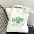 Sac cabas en toile à lettres léopard et nœud vert pour boulangerie café enseignant camping - Style Lucky BAKERY (12)