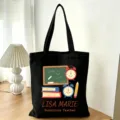 Schwarzer Segeltuch Shopper Tasche mit Namen Kunst Lehrer Druck Alltag Umhängetasche - Aushilfslehrer Stil (12) / L