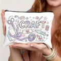 Aquarell Handwerk Medizin Print Leinwand Make-up Tasche Reißverschluss Tasche für Zubehör. - Handwerk Medizin Stil (7.16) / Weiß