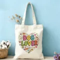 Sac cabas en toile avec joli imprime graphique de chien, ideal pour l'utilisation quotidienne. - Thème Chien (04)