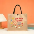 Jute Tragetasche mit spanischem Cartoon Druck, große Kapazität Jutetasche für Lehrer. - Klassenteam-Thema