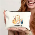 Personalisierbare Leinwand Federtasche Kosmetiktasche mit Kunstmotiv für Schule. - Kunstpalette-Stil (5)