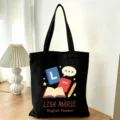 Schwarze Stofftasche mit personalisiertem Lehrer Aufdruck, große Umhängetasche Alltag. - Englischlehrer Stil (08) / L