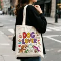 Süßer Hunde-Liebhaber gedruckter Canvas Shopper Beutel für Alltag, lässige Schultertasche. - Hundeliebhaber Druck