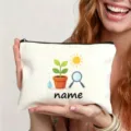 Astuccio in tela personalizzabile con simpatico disegno di piante per studenti. - Stile Pianta Sole (2)