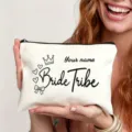 Custom bridal canvas makeup bag with bride tribe print, zipper closure for wedding gifts. - Bride Tribe Style (Art No 7.16)
