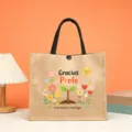 Spanische Lehrerin Geschenktasche aus Jute mit niedlichem Cartoon-Design für den Unterricht. - Stil 11(11)