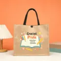 Jutebeutel für Lehrer Spanisch Geschenk Tragetasche wiederverwendbare Stofftasche mit Buch - Stil 7(7)