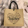 Große Jute Tragetasche mit Lehrer Dankeschön Motiv, perfekte wiederverwendbare Tasche. - Danke Lehrer Stil (1)